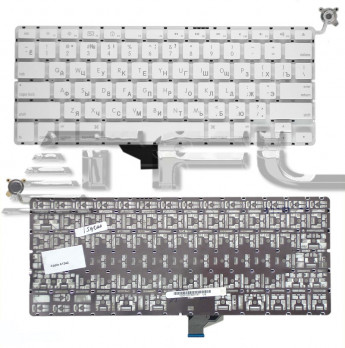 <!--Клавиатура для ноутбука Apple A1342 13,3" плоский Enter (белая) -->