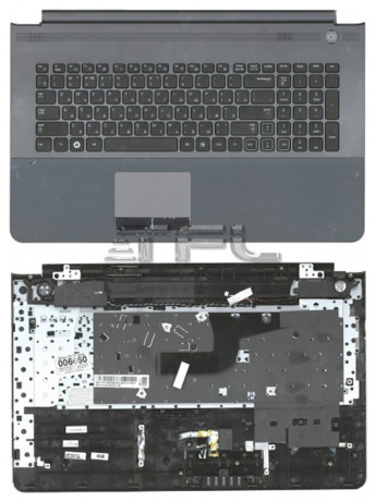 <!--Клавиатура для ноутбука Samsung RC720 np-rc720-s01ru, BA75-02837C с серым корпусом (черная)-->