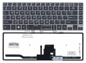 <!--Клавиатура для ноутбука Toshiba Z40 с подсветкой и серой рамкой (черная)-->