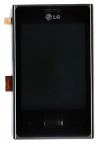 <!--Модуль (матрица + тачскрин) для LG Optimus L3 E400 с рамкой (черный)-->