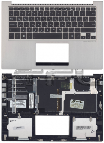 <!--Клавиатура для ноутбука ASUS UX32 UX32A UX32V UX32VD BX32 UX32E с серебристым корпусом (черная)-->