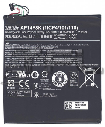 <!--Аккумуляторная батарея AP14F8K для Acer Iconia One B1-850, Tab W1-810-->