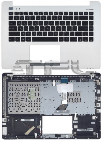 <!--Клавиатура для ноутбука ASUS VivoBook S451LB с серебристым корпусом (черная)-->