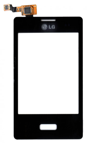 <!--Сенсорное стекло (тачскрин) для LG E400 Optimus L3 (черный)-->