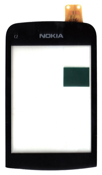<!--Сенсорное стекло (тачскрин) для Nokia С2 (черный)-->