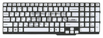 <!--Клавиатура для ноутбука Sony VAIO SVS15 с подсветкой с корпусом (серебро)-->