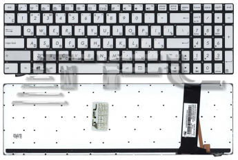 <!--Клавиатура для ноутбука Asus N550 с подсветкой (серебро)-->