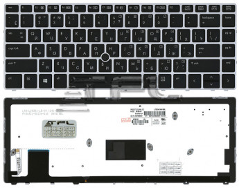 <!--Клавиатура для ноутбука HP EliteBook Folio 9470m  с серебристой рамкой (черная)-->