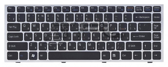 <!--Клавиатура для ноутбука Sony Vaio VPC-S с серебристой рамкой с подсветкой (черная)-->