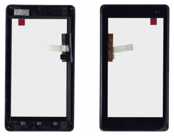 <!--Сенсорное стекло (тачскрин) Huawei Ideos S7 Slim S7-201u с рамкой (черный)-->