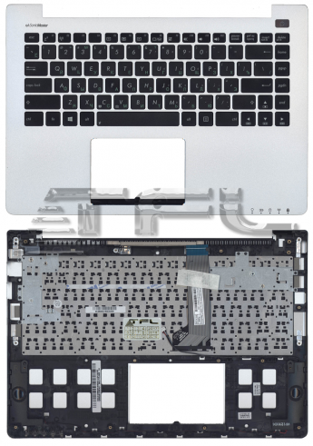 <!--Клавиатура для ноутбука ASUS VivoBook S400CA S451 S401 с серебристым корпусом (черная)-->