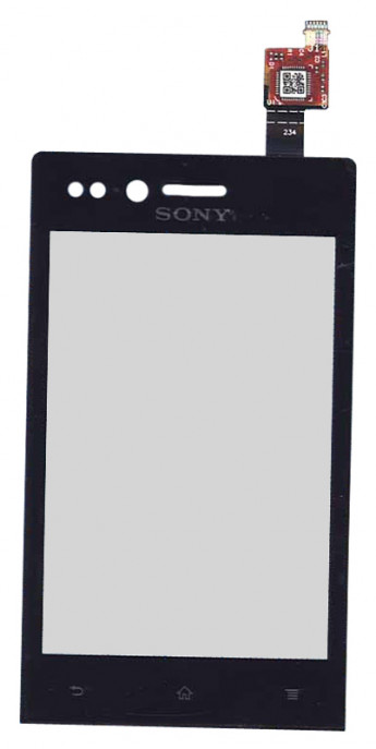 <!--Сенсорное стекло (тачскрин) для Sony Xperia miro ST23i (черный)-->