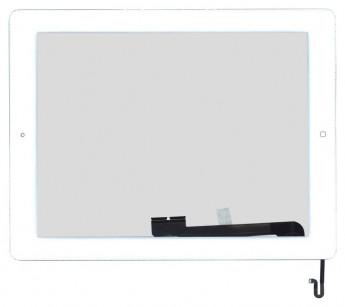 <!--Сенсорное стекло (тачскрин) для iPad 4 с кнопкой (белый)-->