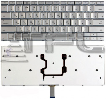 <!--Клавиатура для ноутбука Apple Macbook 15.4 965 A1260  (серебро)-->