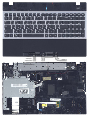 <!--Клавиатура для ноутбука Samsung 300V5A 305V5A NP305V5A NV300V5A с корпусом и серой рамкой (черная)-->