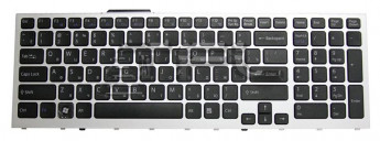 <!--Клавиатура для ноутбука Sony Vaio VPC-F11 VPC-F12 VPC-F13 VPC-F11M1EH с серой рамкой (черная)-->