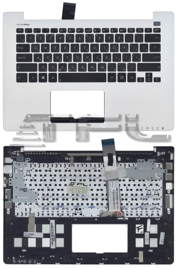 <!--Клавиатура для ноутбука ASUS VivoBook S300LA с серебристым корпусом-->