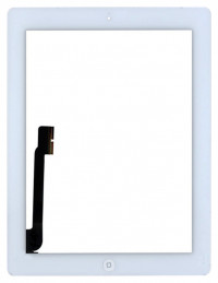 <!--Сенсорное стекло (тачскрин) для iPad 3 с кнопкой (белый)-->