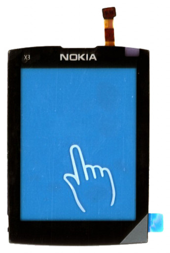 <!--Сенсорное стекло (тачскрин) для Nokia X3-02 (черный)-->