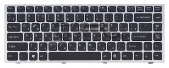 <!--Клавиатура для ноутбука Sony Vaio VPC-S с серебристой рамкой (черная)-->