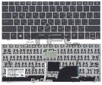 <!--Клавиатура для ноутбука HP Elitebook 2170P с серой рамкой (черная) -->