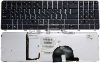 <!--Клавиатура для ноутбука HP Envy 17 (черная) c бронзовой рамкой и подсветкой-->