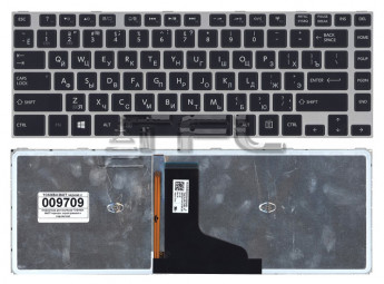 <!--Клавиатура для ноутбука TOSHIBA M40T с серой рамкой и подсветкой (черная)-->