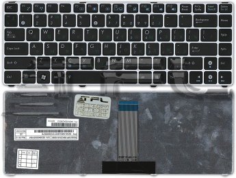 <!--Клавиатура для ноутбука Asus UL20 eee 1201 с серебристой рамкой ((черная))-->