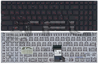 <!--Клавиатура для ноутбука Asus N541 с красными кнопками (черная)-->