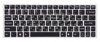 <!--Клавиатура для ноутбука Sony Vaio VPC-YA VPC-YB series с серебристой рамкой (черная)-->