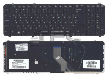 <!--Клавиатура для ноутбука HP Pavilion dv6-1000 dv6-2000 глянцевая (черная)-->