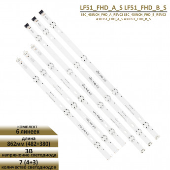 LED подсветка 43LH51_FHD_A S для LG