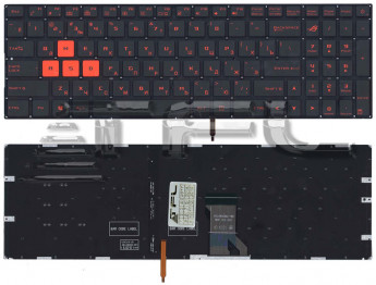 <!--Клавиатура для ноутбука Asus GL702 (черная), с подсветкой и красными кнопками-->