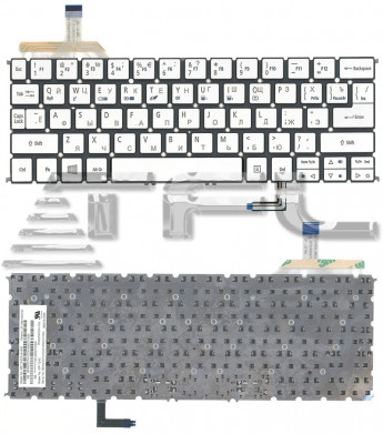 <!--Клавиатура для ноутбука Acer Aspire S7-191  с подсветкой (серебро)-->
