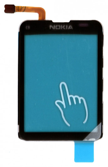 <!--Сенсорное стекло (тачскрин) для Nokia С3 (черный)-->