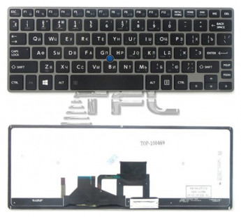<!--Клавиатура для ноутбука Toshiba Portege Z30  с серой рамкой и подсветкой (черная)-->