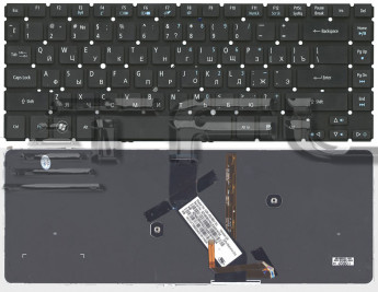 <!--Клавиатура для ноутбука Acer Aspire V5-471 V5-431 M5-481T с подсветкой без рамки (черная)  -->